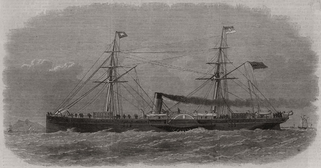 The Sin Nanzing, new China clipper 1870 old antique vintage print picture